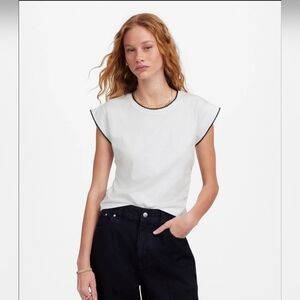 MADEWELL Side-Cinch Muscle Tee White with‎ Black Detail Size Small